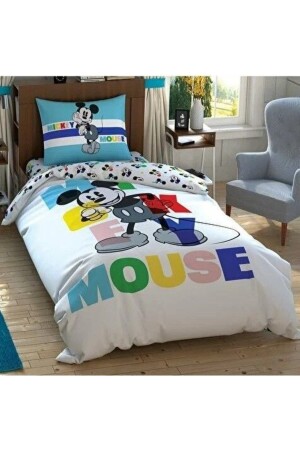 Lisanslı Disney Mickey Colour Face Tek Kişilik Nevresim Takımı ADL30203692 - Taç