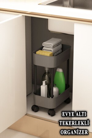 Lisbon Multi-Purpose 2-Tier Under-Sink Organizer In-Cabinet Under-Counter Organizer with Wheels - Arnillo