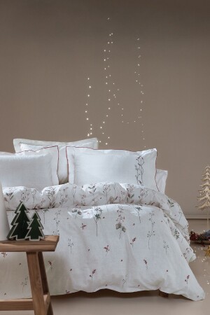Liset King Size 100% Cotton Ranforce Duvet Cover Set - White - Yataş