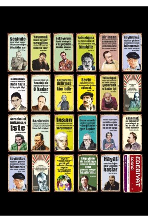 Literature Street Poets And Writers Retro Wooden Poster Set 24 Pieces - Hayal Poster