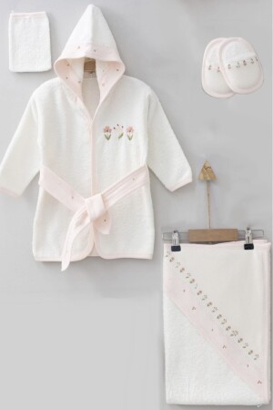 Little Tulip Embroidered Gaye Baby Towel Bathrobe Set Organic Antibacterial - Baby Birth Gift - Cherub Baby
