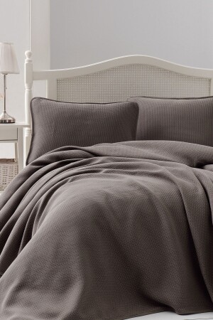 Liv 100% Cotton Pique Set Brown - Şaheser