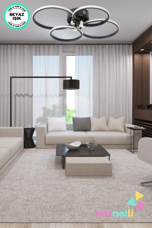 Living Room Bedroom Living Room White Light Modern LED Chandelier AVİLLA - Harnelli