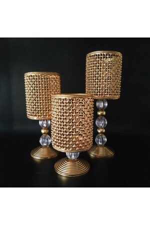 LIVING ROOM CANDLESTICK CANDLE HOLDER SET OF 3 - Hilalkristal