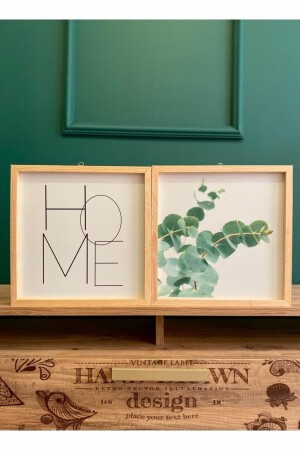 Living Room Eucalyptus Home Wooden Frame Painting - Hediyenikap