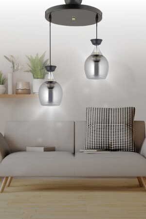 Liya 2-Piece Modern Pendant Lamp Chandelier Black - Living Room - Hall - Bedroom - Kitchen TYCAHILV2N169081410468295 - VEDA AVİZE