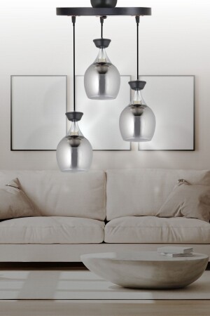 Liya 3-Piece Modern Pendant Lamp Chandelier Black - Living Room - Hall - Bedroom - Kitchen Liy-A123 - VEDA AVİZE