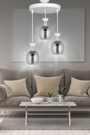 Liya 3-Piece Modern Pendant Lamp Chandelier White - Living Room - Hall - Bedroom - Kitchen Liy-A123 - VEDA AVİZE