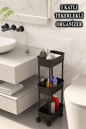 Lizbon Çok Amaçlı 3 Katlı Evye Altı Düzenleyici Dolap Içi Tegah Altıtekerlekli Organizer - Arnillo