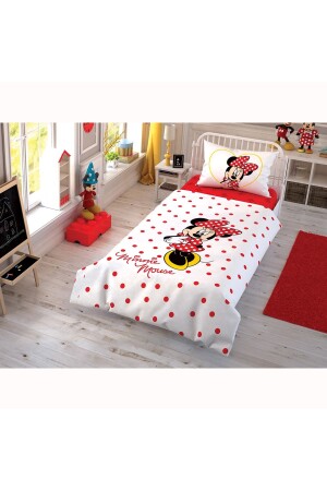 Lizenziertes Bettwäsche-Set aus Disney-Minnie-Maus-Karomuster aus animierter Baumwolle - Taç