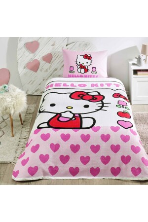 Lizenziertes Hello Kitty Love Einzel-Baumwoll-Piqué-Set - Taç