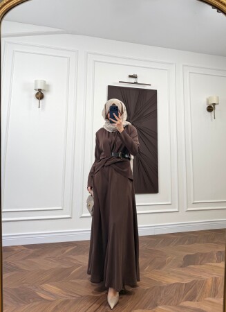 Lizge Elbise - Kahve - Nuuwears