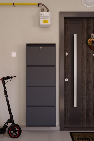 Locking 4-Piece Metal Shoe Rack - Anthracite - Ceha