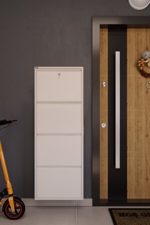 Locking 4-Piece Metal Shoe Rack - White - Ceha