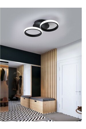 Lola Modern Tasarım Siyah Renk Salon Mutfak Hol Beyaz Led 2 Li Avize LLA2 - Fer Avize
