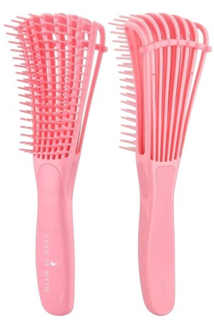 Lom1192 New Generation Detangling Combing Brush Octopus Design Flexible Tooth Curly Hair - Pink - Land Of Myth