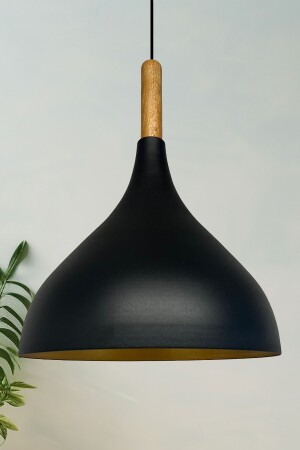Long Black Single Pendant Lamp Wooden Head Chandelier Living Room Kitchen Cafe Restaurant Lamp Children's Room Chandelier BMM2016A - Bamyum