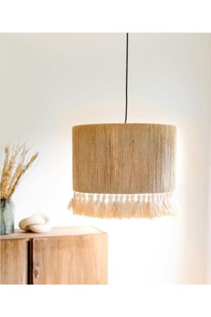 Long Bohemian Rustic Chandelier with Wicker and Tassels Avz009 - NAYSco