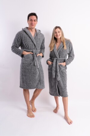 Long Hooded Unisex Dressing Gown Welsoft Plush Uzunsabalık00 - Sweets Collection
