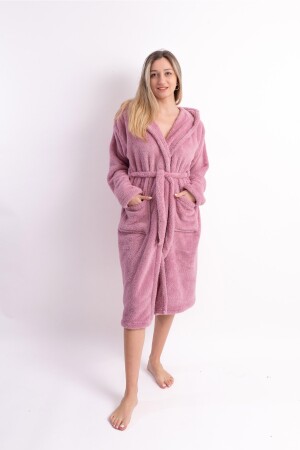 Long Hooded Women's Dressing Gown Colorful Welsoft Plush Colorful Dressing GownW - Sweets Collection