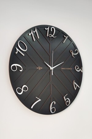 Long Line Decorative Wall Clock Black & Silver 50x50cm Silent Mechanism Nr50x50 - aSSe Tasarım