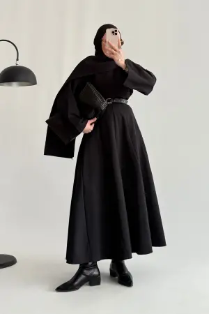 Lora Patchwork Skirt Set Black - Nuuwears