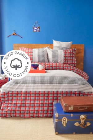 Lord Howe Claret Red 100% Cotton Single Duvet Cover Set 180. 01. 01. 0363 - Nautica Home