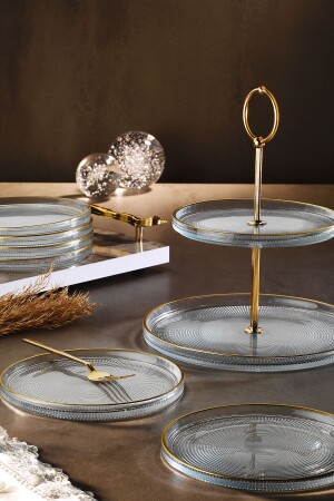 Loren 7 Piece Serving and Presentation Set Gold Gilded - Fecra