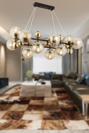Lorento 12-Piece Rectangular Gold Modern Retro Living Room Chandelier Suitable for Cafes, Restaurants 3825-12-BL-GD - Apliqa