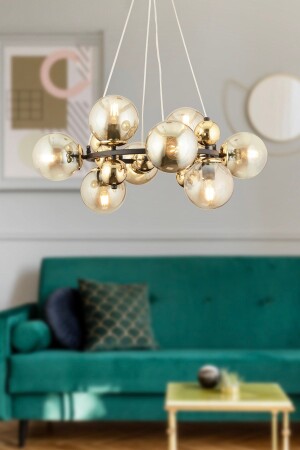 Lorento 8-Piece Round Black Gold Modern Retro Living Room Chandelier Suitable for Cafes, Restaurants 3825-07-BL-GD - Apliqa
