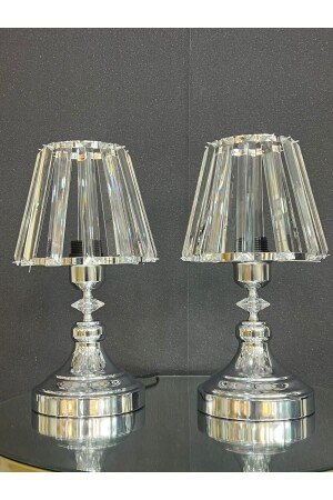 Lorenzo Doppel-Tischlampe, silberfarben, für Wohnzimmer, Flur, Schlafzimmer, Büro, luxuriöser Lampenschirm - Retro Home Design