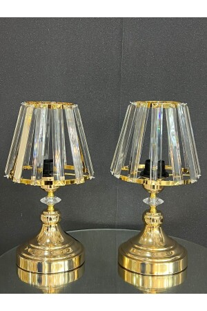 Lorenzo Ikili Masa Lambası Seti Gold Sarı Salon Hol Yatak Odası Ofis Lüks Abajur - Retro Home Design