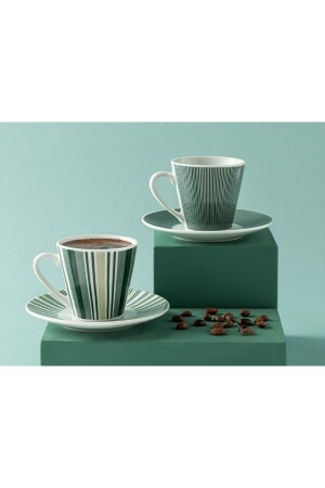 Lori Porcelain Set of 2 Coffee Cups 80 Ml Dark Green 10035664 - English Home
