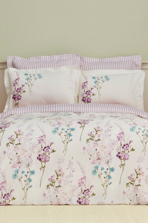 Loris Lilac Double 100% Cotton-satin Duvet Cover Set 200. 21. 01. 0595 - Karaca Home