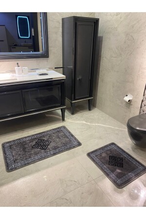 Losarina 2-Piece Latex Bathroom Mat Set (60X100 - 60X50) Gray BYD-LOSARINA - Brillant