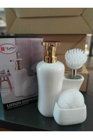 Lotion Dispenser With Sponge & Brush Brush Liquid Soap Dispenser HZ22901 - by sado
