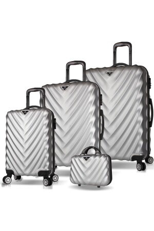 Lotus Abs Cabin Medium Large and Vanity Size Gray 4-Piece Travel Suitcase Set - My Valice
