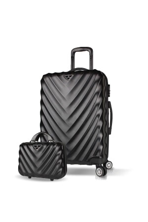 Lotus Abs Medium and Makeup Size Black 2-Piece Suitcase Set - My Valice