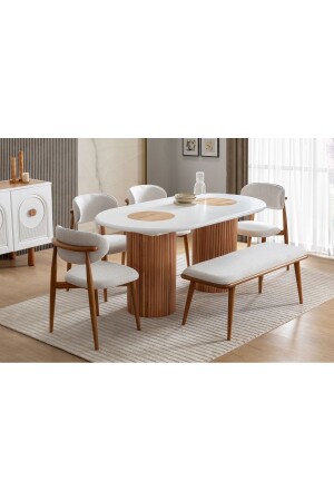 Lotus Dining Table 6 Chairs - Luxehome