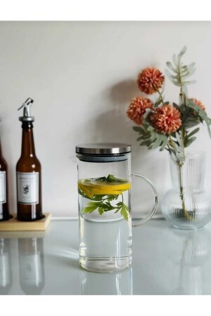 Lotus Home Paslanmaz (Çelik) Metal Vakumlu Sızdırmaz Kapaklı Borosilikat Cam Sürahi 1200 ML - Lotusshopping