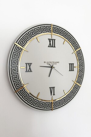 - Lounge Style Light Gray & Gold Wall Clock - 50x50cm - Blackframe