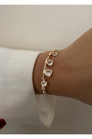 Love Clicks Zircon Stone Heart Bracelet 6 Cm Width - Kiligistanbul