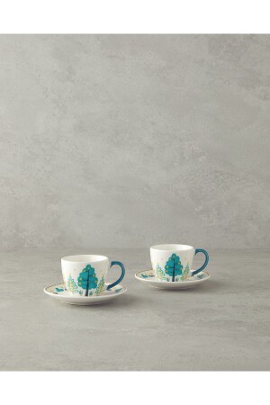 Love Jungle New Bone China 4 Piece Coffee Cup Set for 2 People Green - English Home