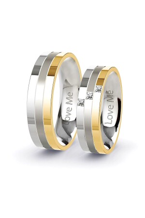 Love Me 1 Adet Mücevher Kalitesinde 6mm Kararmaz Altın Beyaz Çelik Alyans Lm-022g - Kaya The Third
