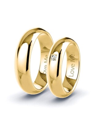 Love Me Marka 6mm 1.kalite Altın Renk Klasik Bombeli Unisex Çelik Alyans Yüzük Lm-026g - Kaya The Third