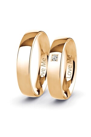 Love Me Marka Patentli Garantili 4.5mm Hafif Bombeli Parlak Rose Renk Çelik Alyans Yüzük Lm-040r - Kaya The Third