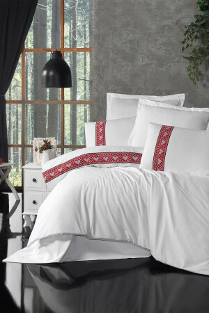 Love Story Beyaz Bordürlü 63 Tel Çift Kişilik Nevresim Takımı 70220006 - Colorpool