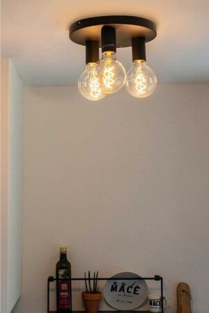 Loya 3'lü Siyah Tavan Avize LY-03 - BSA LIGHTING
