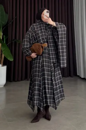 Luca Premium Plaid Skirt Set Navy Blue - Nuuwears