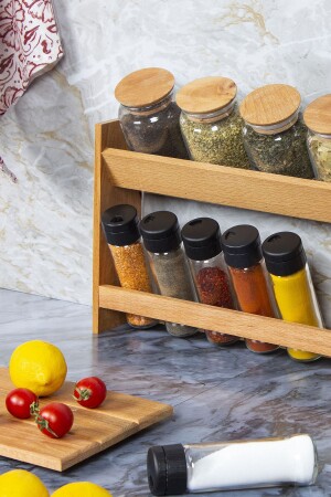 Lucca Spice Set, Wooden Stand, Vacuum Lid Spice Set KWL0004 - KukiWood